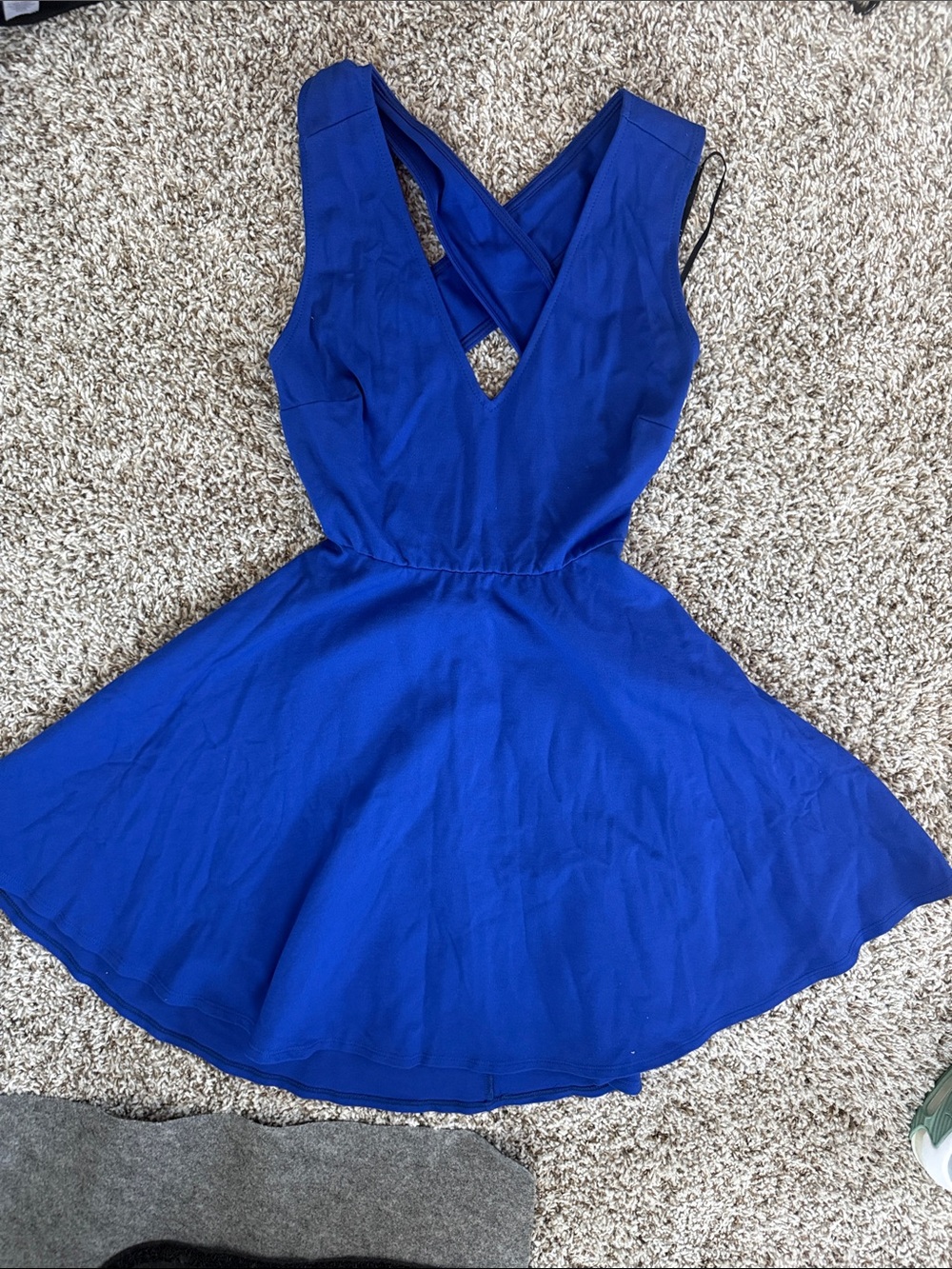 Lulu's Cobalt Blue Crossback V-Neck Mini Dress